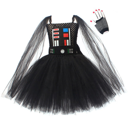 Free Shipping For_arth Vader Kids Children Black Tutu Dress Party Carnival Halloween Cosplay Costume