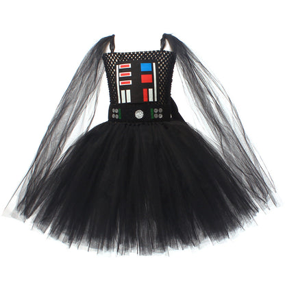 Free Shipping For_arth Vader Kids Children Black Tutu Dress Party Carnival Halloween Cosplay Costume