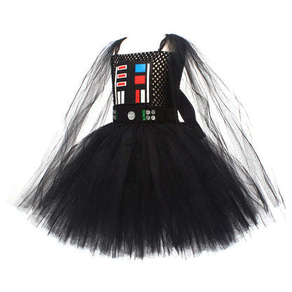 Free Shipping For_arth Vader Kids Children Black Tutu Dress Party Carnival Halloween Cosplay Costume