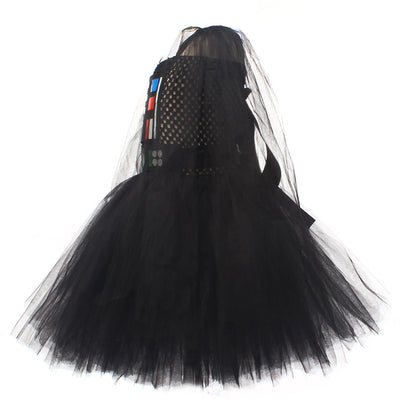 Free Shipping For_arth Vader Kids Children Black Tutu Dress Party Carnival Halloween Cosplay Costume