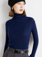 Simple Skinny Long Sleeves Solid Color High-Neck Sweater Tops Pullovers-Homeunderwear