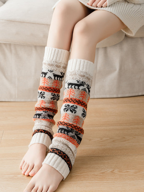 Knitting Keep Warm Printed Leg Warmers Accessories-Homeunderwear