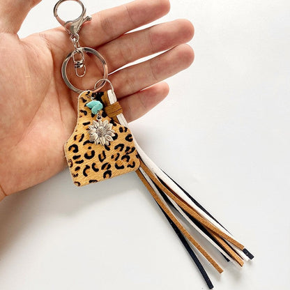 Ethnic Turquoise Sunflower Tassel Key Chain