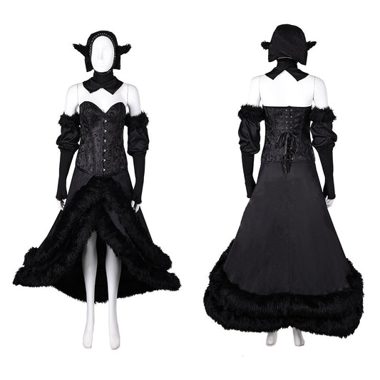 Free Shipping For_elicious in Dungeon Anime Marcille Donato Women Black Dress Party Carnival Halloween Cosplay Costume