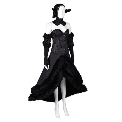 Free Shipping For_elicious in Dungeon Anime Marcille Donato Women Black Dress Party Carnival Halloween Cosplay Costume