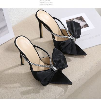 New Arrival Rhinestone Butterfly Pointed-toe Stiletto Sandals