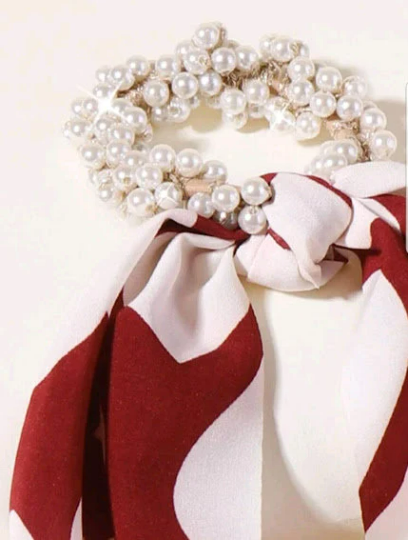 Free Shipping For Pearl Scrunchy Print Scarf