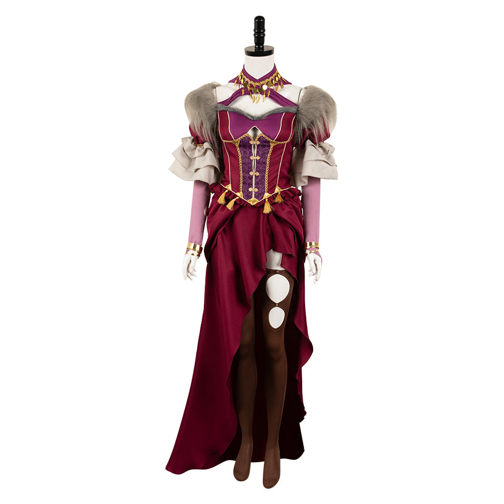 Free Shipping For_ragon's Dogma Game Wilhelmina Women Red Dress Party Carnival Halloween Cosplay Costume