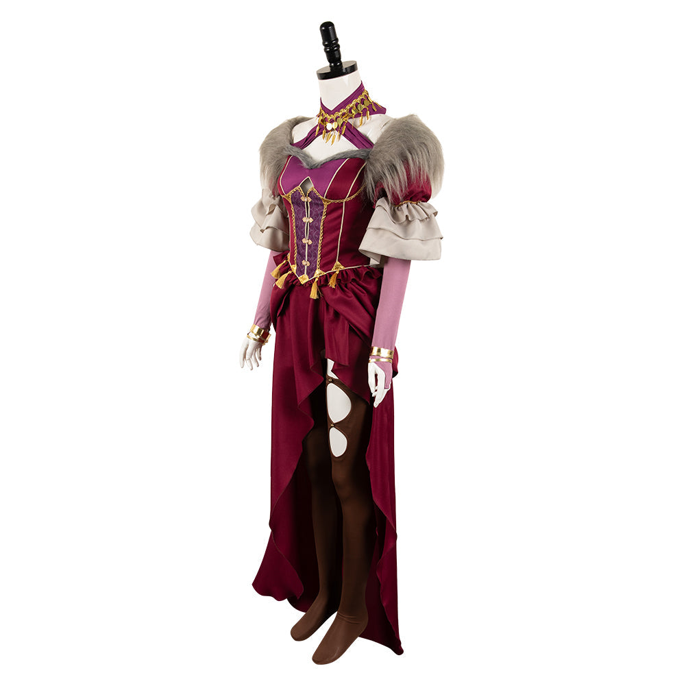 Free Shipping For_ragon's Dogma Game Wilhelmina Women Red Dress Party Carnival Halloween Cosplay Costume