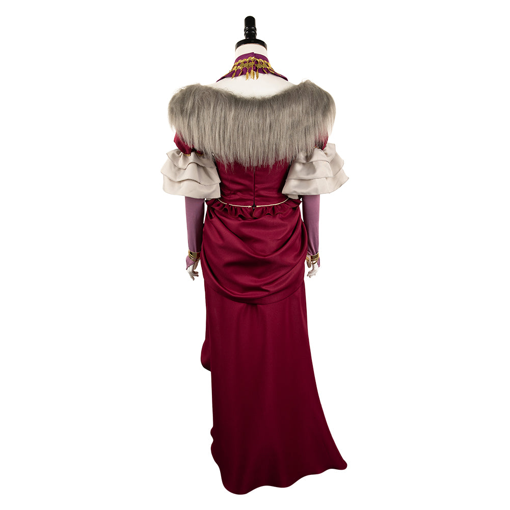 Free Shipping For_ragon's Dogma Game Wilhelmina Women Red Dress Party Carnival Halloween Cosplay Costume