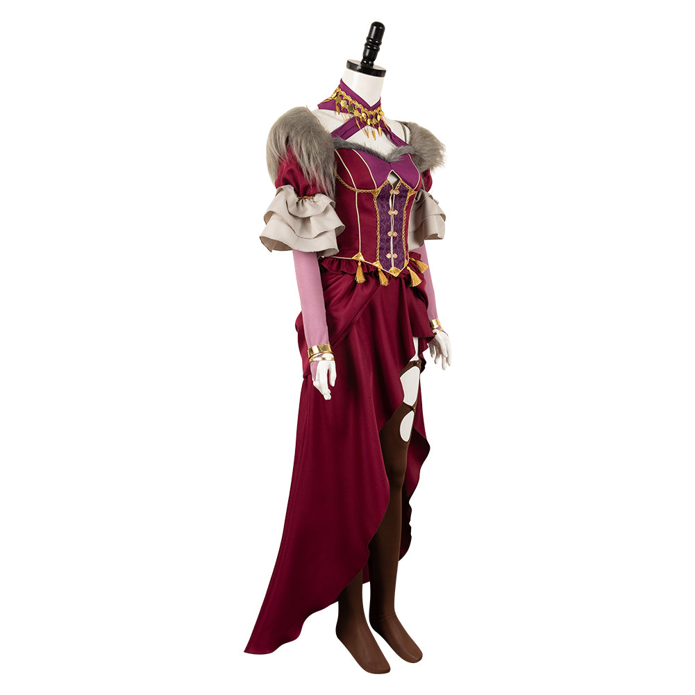 Free Shipping For_ragon's Dogma Game Wilhelmina Women Red Dress Party Carnival Halloween Cosplay Costume