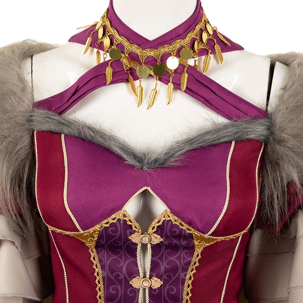 Free Shipping For_ragon's Dogma Game Wilhelmina Women Red Dress Party Carnival Halloween Cosplay Costume