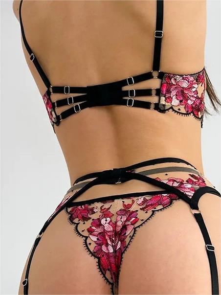 Free Shipping For  Floral Sheer Lace Lingerie Set