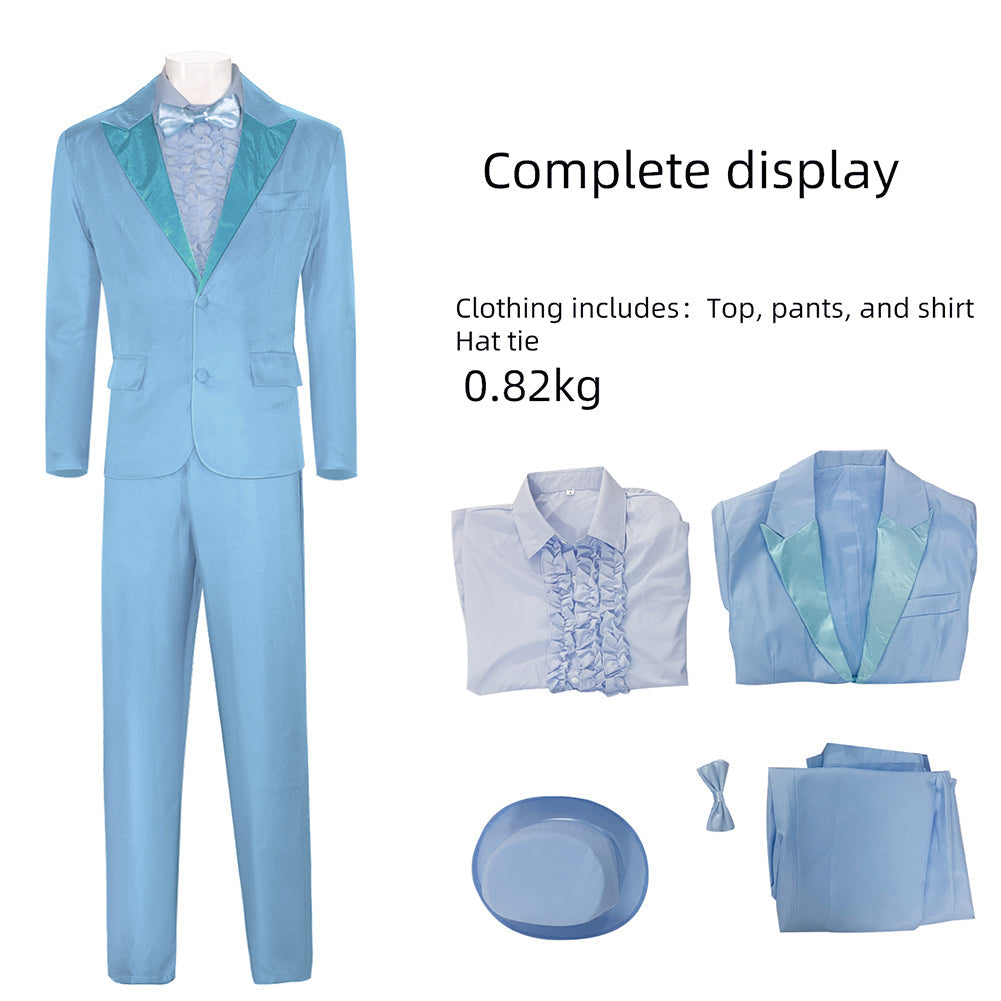 Free Shipping For_umb and Dumber Movie Harry Dunne Blue Suit Party Carnival Halloween Cosplay Costume