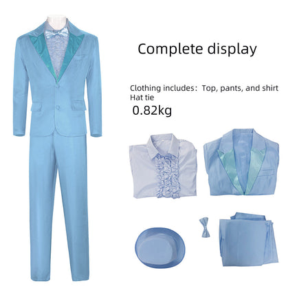 Free Shipping For_umb and Dumber Movie Harry Dunne Blue Suit Party Carnival Halloween Cosplay Costume