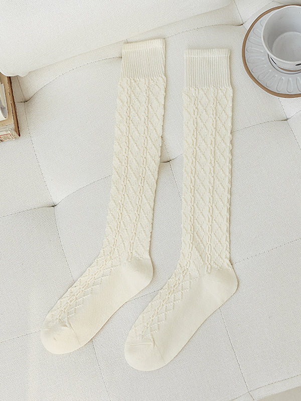 Casual Skinny Solid Color Twist Socks-Homeunderwear