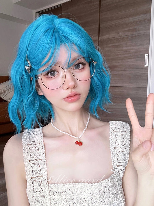 Free Shipping For Hivava Casual Series Hot Neon Blue Short Curly Wig