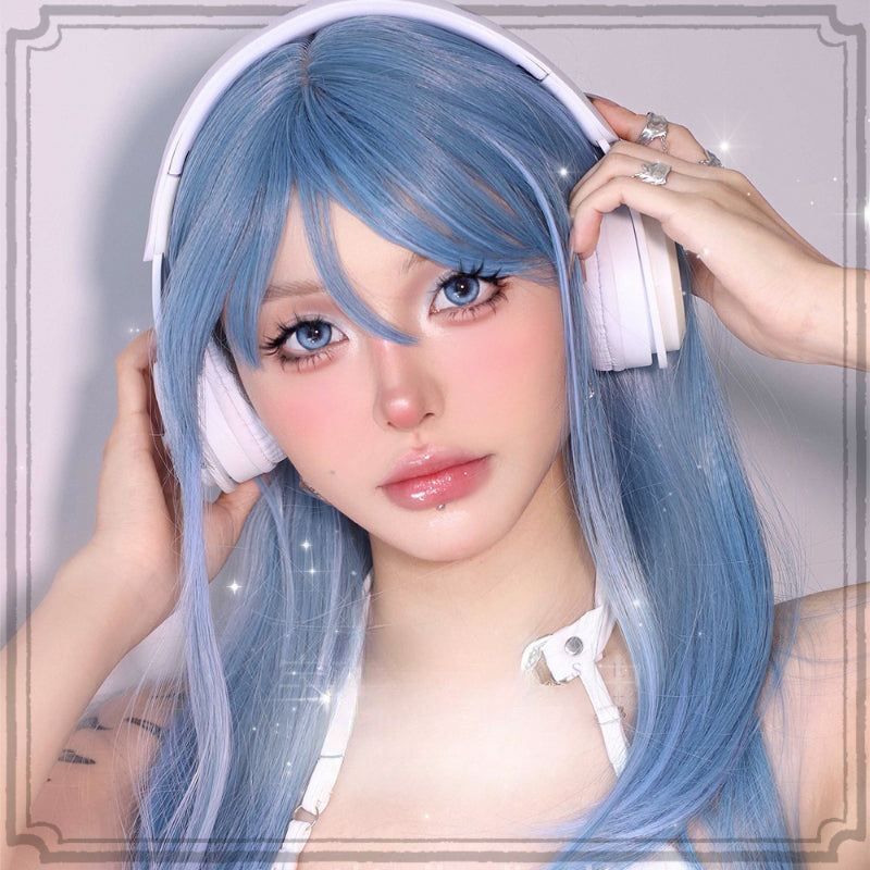 Free Shipping For Hivava Michi Blue Streamer Cosplay Wig