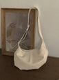 Vintage PU Zipper Pleated Solid Color Shoulder Bag Crossbody Bag-Homeunderwear