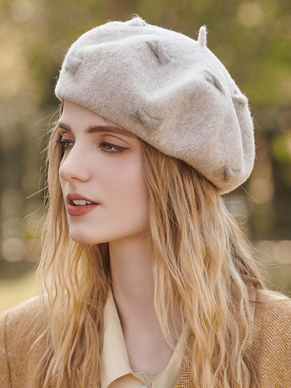 New Fashion Urban Wool Bow-Embellished Beret Hat-Homeundewear