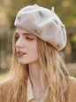 Urban Wool Bow-Embellished Beret Hat-Homeunderwear