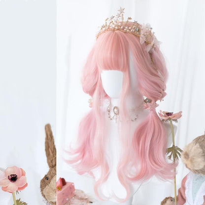 Free Shipping For Hivava Lolita Cherry Pink Long Curly Wig