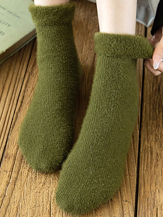 Casual Keep Warm Solid Color Socks Accessories-Homeunderwear