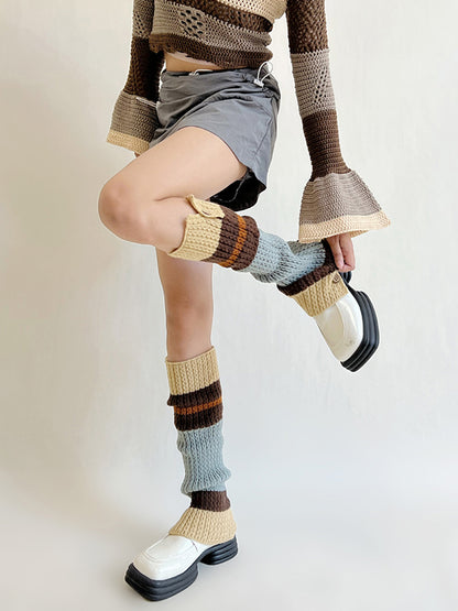 New Fashion Leisure Fashion Buttoned Contrast Color Leg Warmers Accessories-Homeundewear