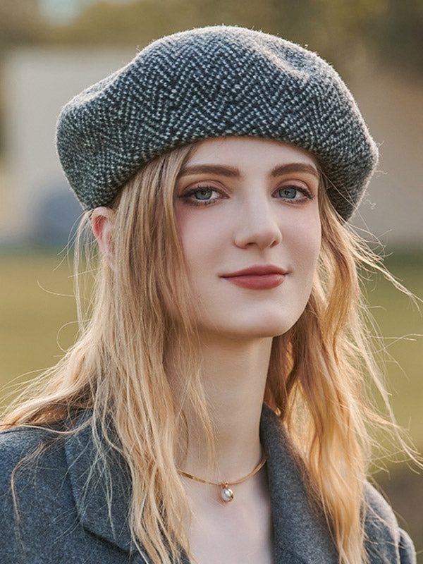 British Style Vintage Wool Beret Hat-Homeunderwear