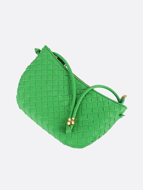 Geometric Split-Joint Woven Zipper Handbags Bags