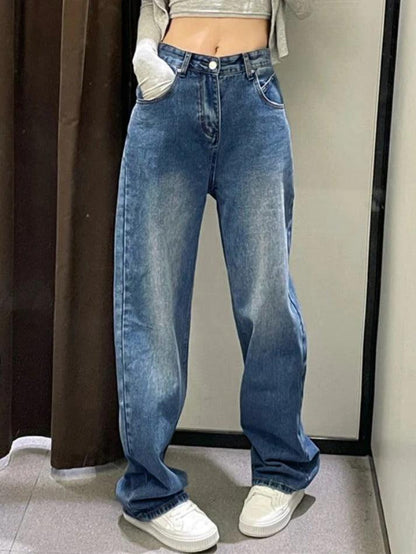 Washed High Waist Boyfriend Jeans