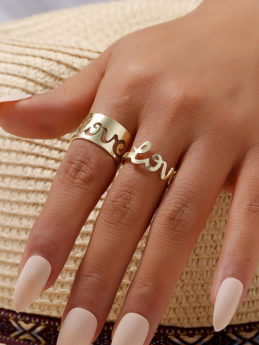 Punk Letter Shape Rings Accessories-Homeunderwear