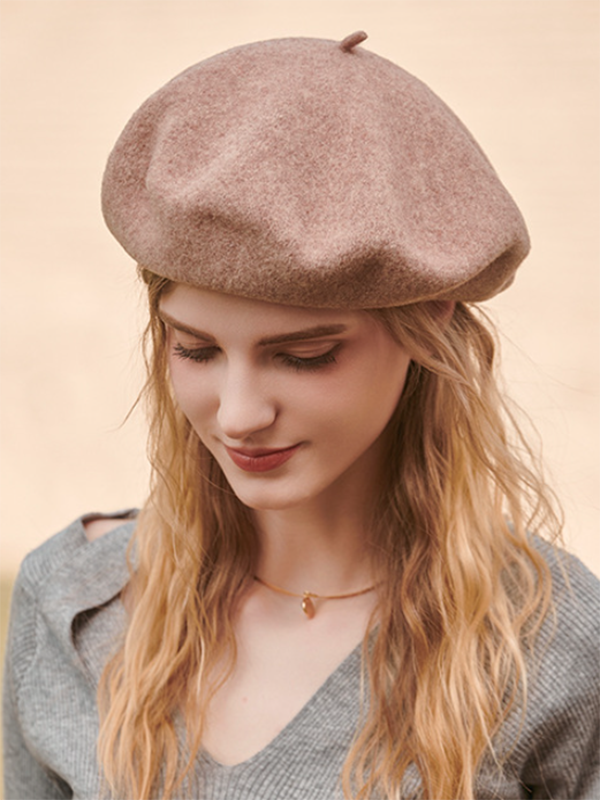 Simple Wool Solid Color Beret Hat-Homeunderwear