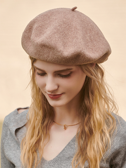 Simple Wool Solid Color Beret Hat-Homeunderwear