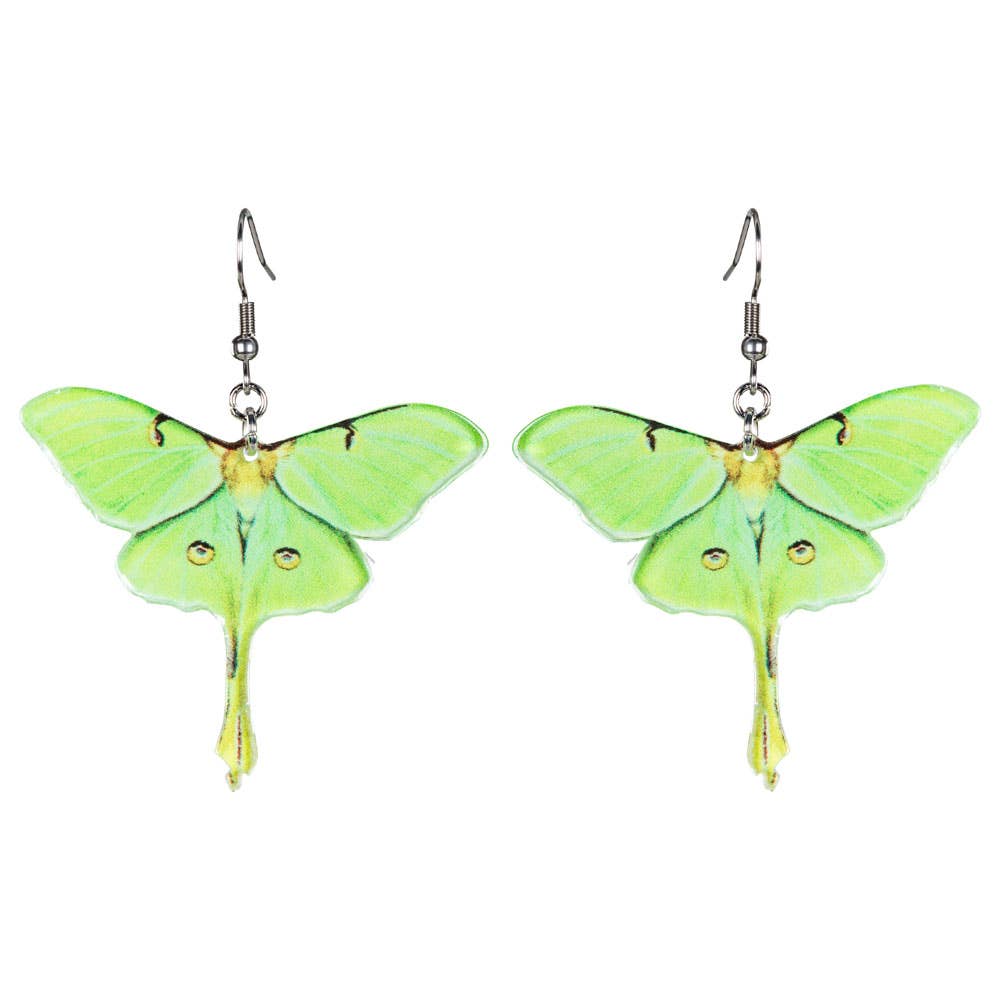 Free Shipping For GREEN ACRYLIC MOTH EARRINGS