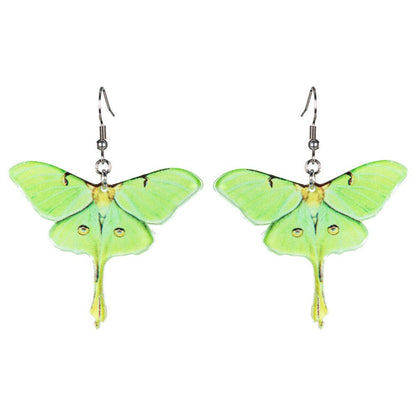 Free Shipping For GREEN ACRYLIC MOTH EARRINGS