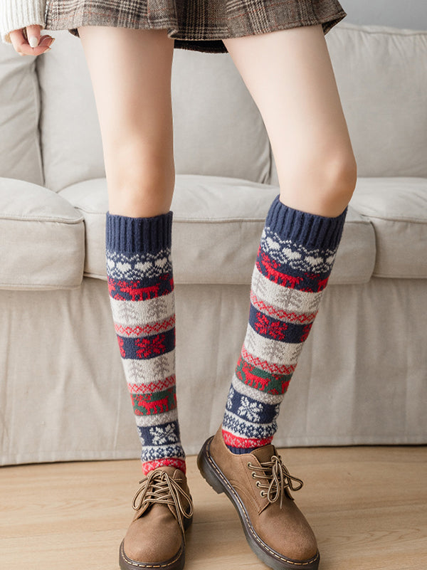 Knitting Keep Warm Printed Leg Warmers Accessories-Homeunderwear