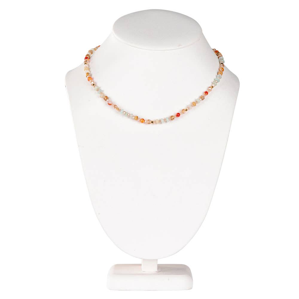 Free Shipping For MIXED STONES NECKLACE WITH RED AGATE AND OPALITE BEADS