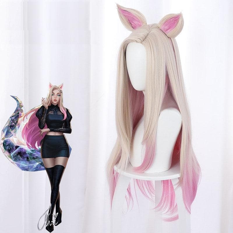 Free Shipping For Hivava 80cm Pink Game LOL Ahri Cosplay Wig