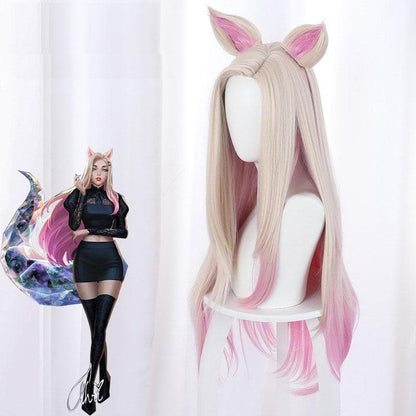 Free Shipping For Hivava 80cm Pink Game LOL Ahri Cosplay Wig