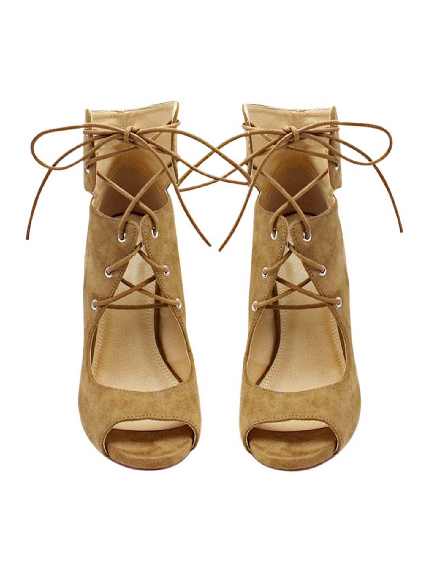 Camel Womens Lace-Up Peep Toe Pumps