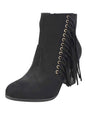 Boho Fringe Womens Stacked Heel Booties