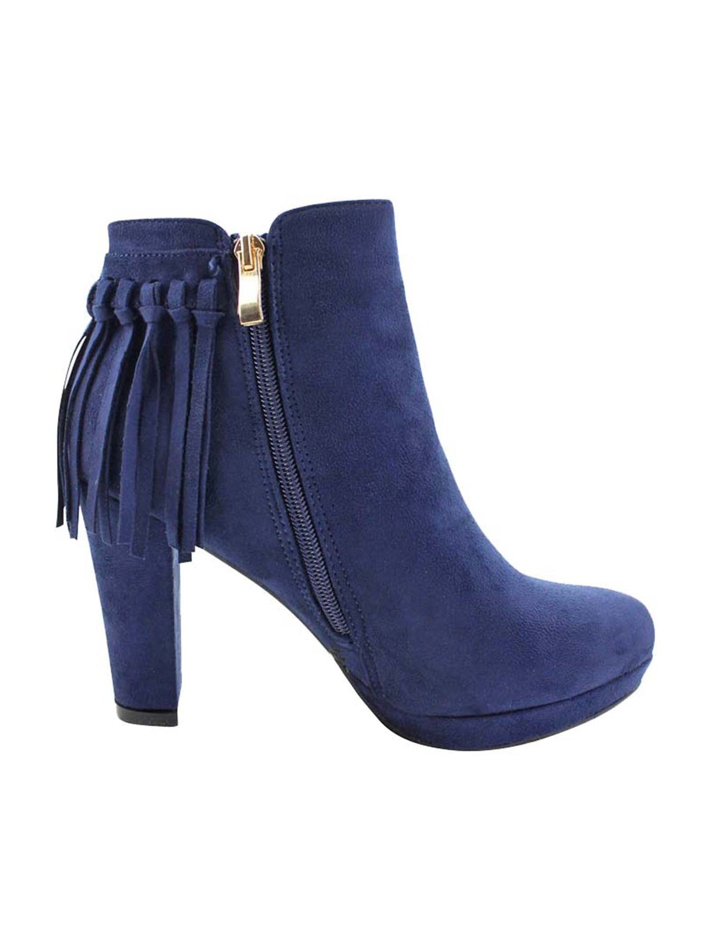 Tassel Fringe Chunky Heel Womens Booties