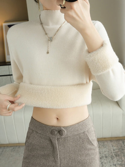 Skinny Solid Color Half Turtleneck Sweater Tops