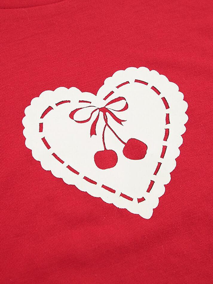 Embroidered Cherry Heart Baby Tee