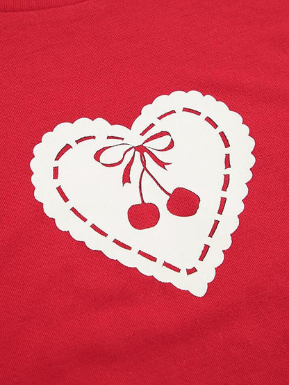 Embroidered Cherry Heart Baby Tee