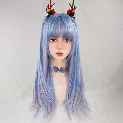 Free Shipping For Hivava Fashion Blue Gray Long Wig