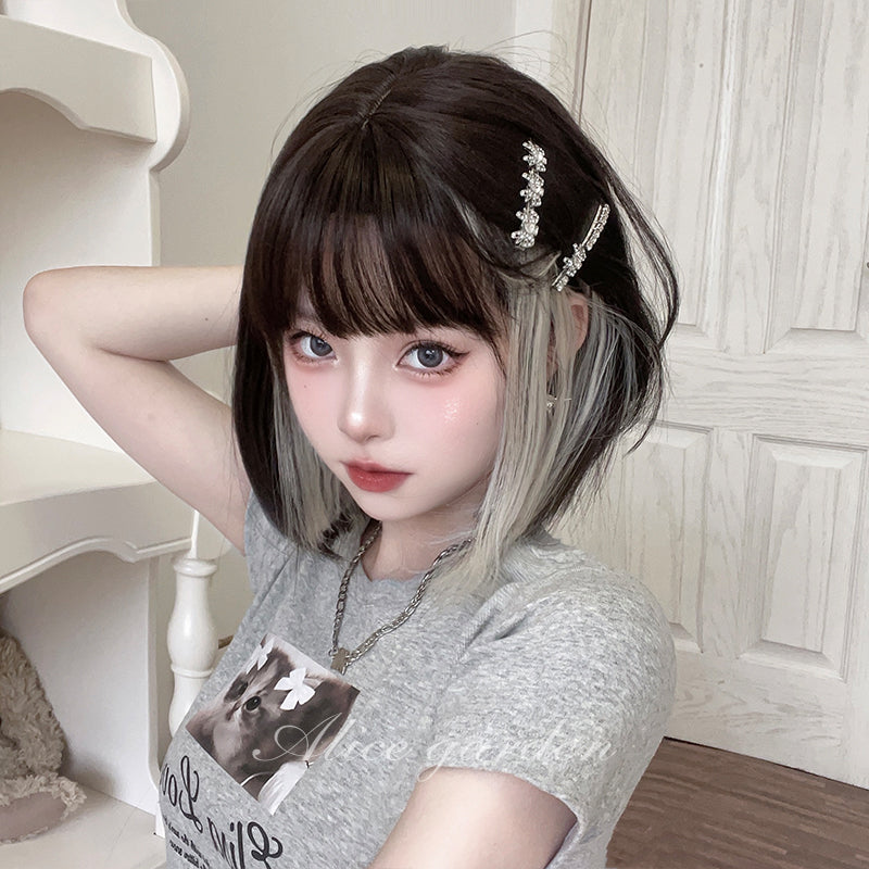 Free Shipping For Hivava Casual Series Short Brown and Silver Bob Wig