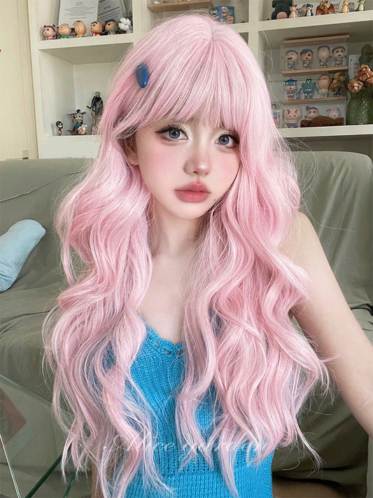 Free Shipping For Hivava Casual Series Pastel Fantasy Pink Wavy Long Wig