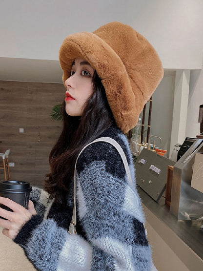 Winter Faux Fur Bucket Hat-Homeunderwear